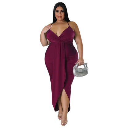 Trending Products New Arrivals Women Clothes Sleeveless V-Neck Stretch Irregular plus Size Summer Dresses