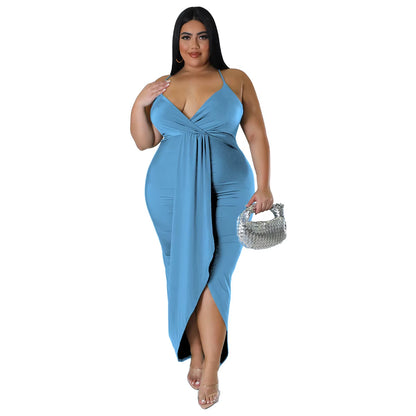 Trending Products New Arrivals Women Clothes Sleeveless V-Neck Stretch Irregular plus Size Summer Dresses