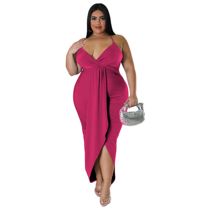Trending Products New Arrivals Women Clothes Sleeveless V-Neck Stretch Irregular plus Size Summer Dresses