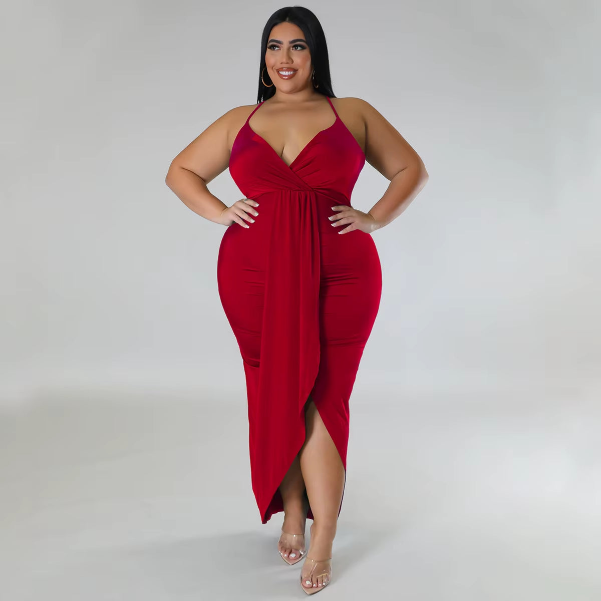 Trending Products New Arrivals Women Clothes Sleeveless V-Neck Stretch Irregular plus Size Summer Dresses