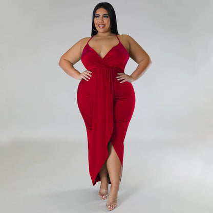 Trending Products New Arrivals Women Clothes Sleeveless V-Neck Stretch Irregular plus Size Summer Dresses