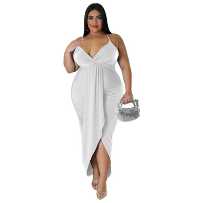 Trending Products New Arrivals Women Clothes Sleeveless V-Neck Stretch Irregular plus Size Summer Dresses