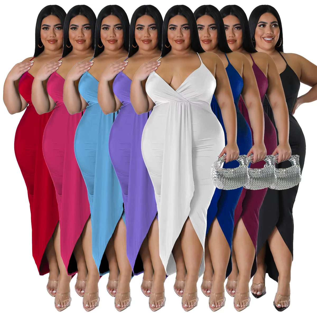 Trending Products New Arrivals Women Clothes Sleeveless V-Neck Stretch Irregular plus Size Summer Dresses