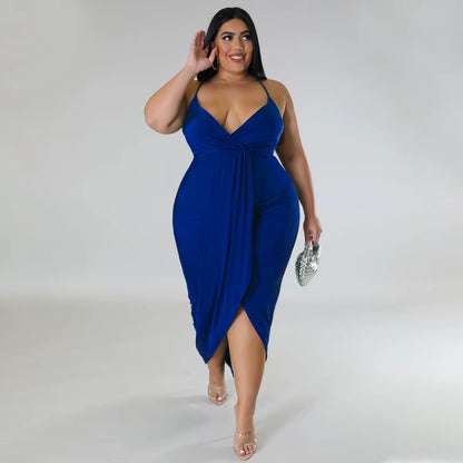 Trending Products New Arrivals Women Clothes Sleeveless V-Neck Stretch Irregular plus Size Summer Dresses